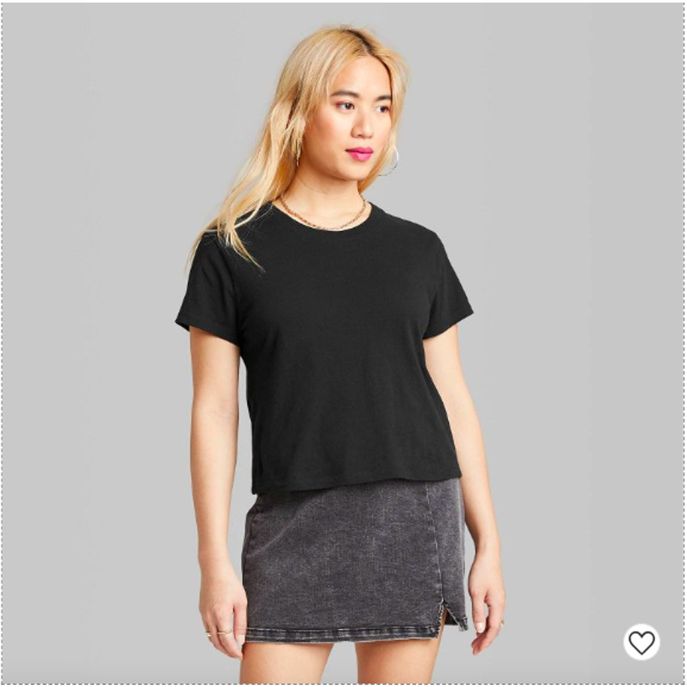 Wild Fable Short Sleeve Shrunken Boxy T-Shirt M black